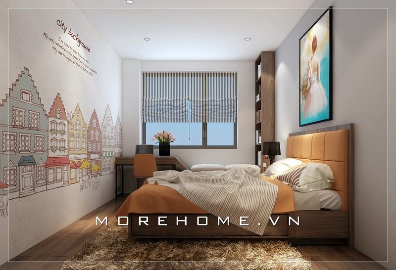 Morehome giới thiệu cho bạn mẫu trang trí nội thất phòng ngủ chung cư nhỏ hiện đại, tiện nghi